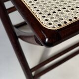 Set de quatre chaises pliantes en bois et cannage