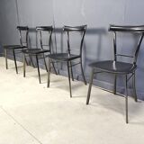 Vintage black leather dining chairs by Arrben Italy, 1980s - set of 4
