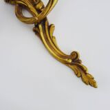 Ancienne applique murale à double feux en bronze, feuille d'acanthes. Années 50