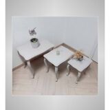 3 painted wooden nesting tables