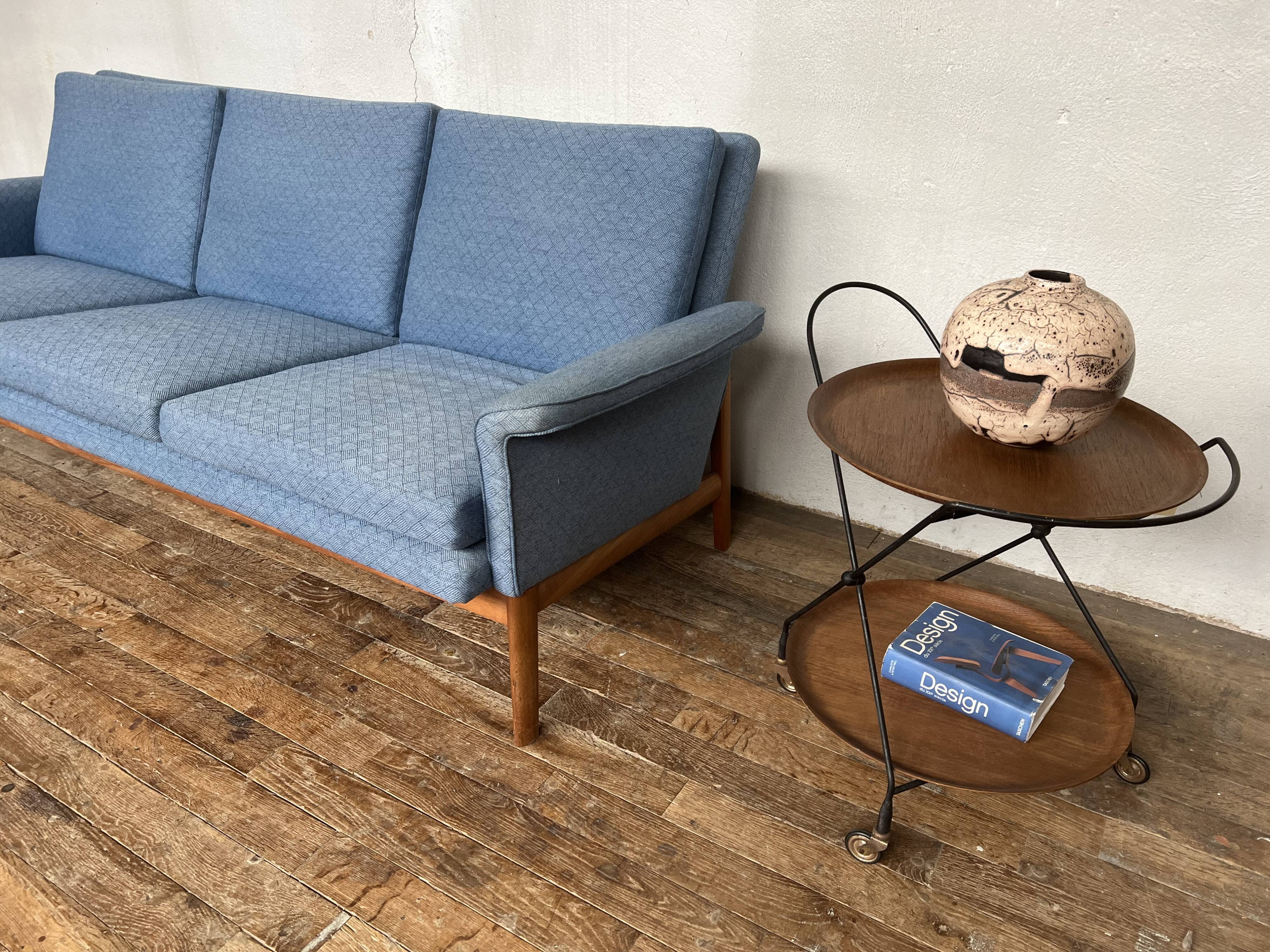 Canapé scandinave modèle Jupiter 218 en teck tissus d'origine vintage