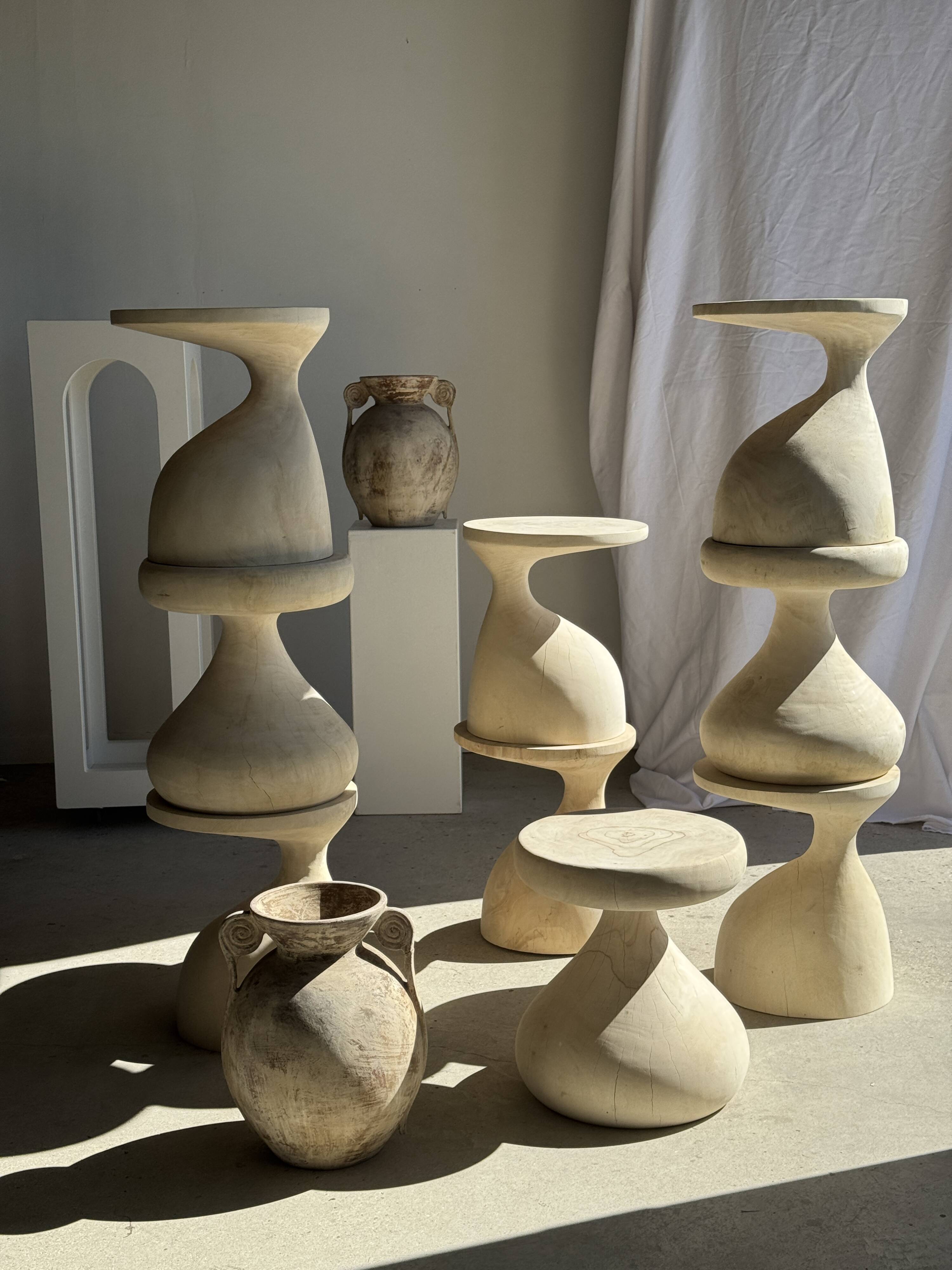 Pawn Bleach - Stool, side table, end table in solid mango wood