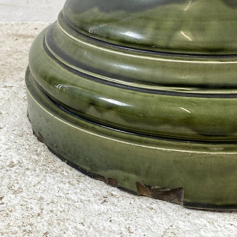 Green glazed ceramic stand
