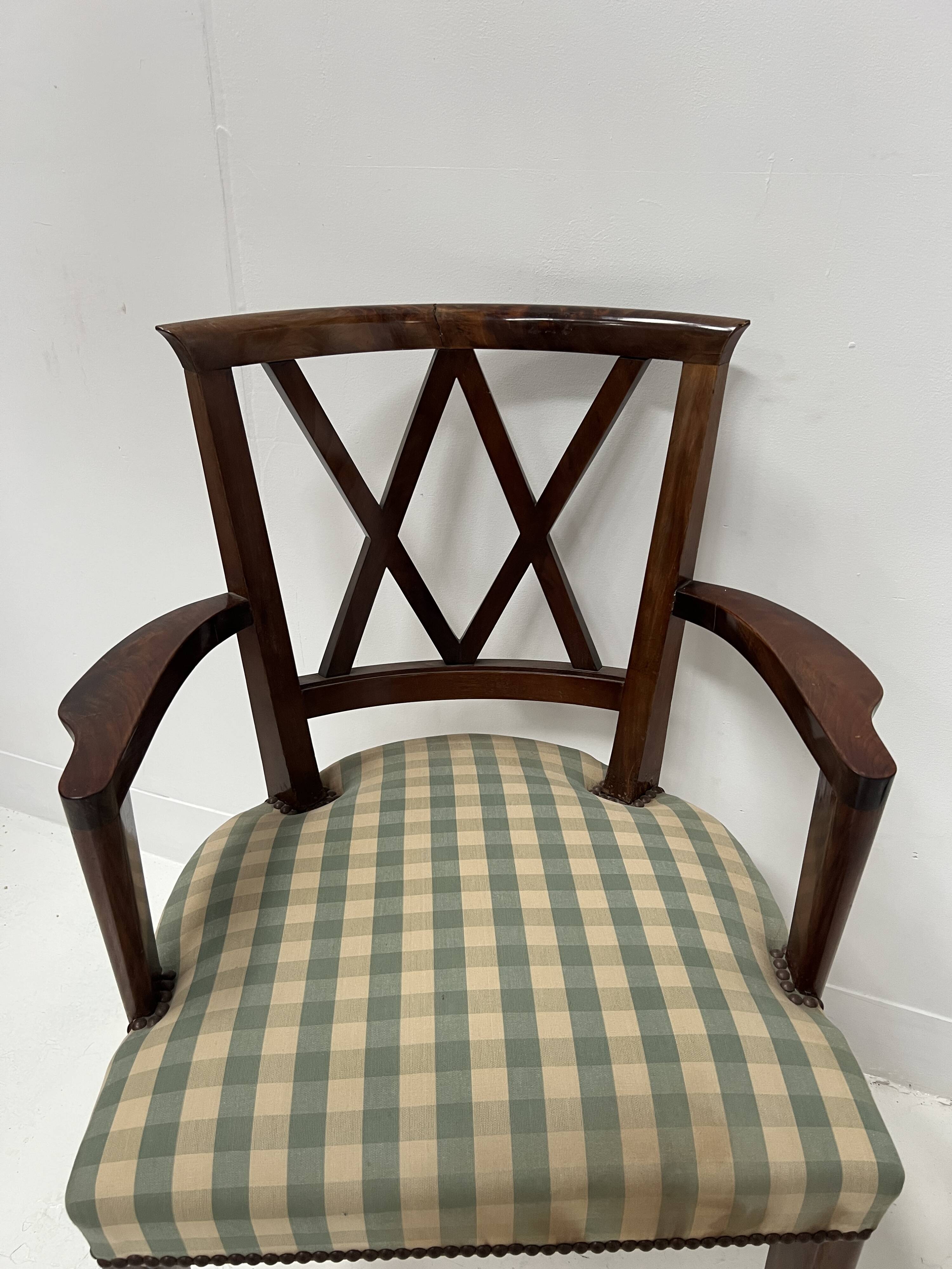 Art Deco office chair in solid mahogany, 20th century.