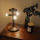 Danish desk lamp 1960s with decorative ribbed shade, brown metal