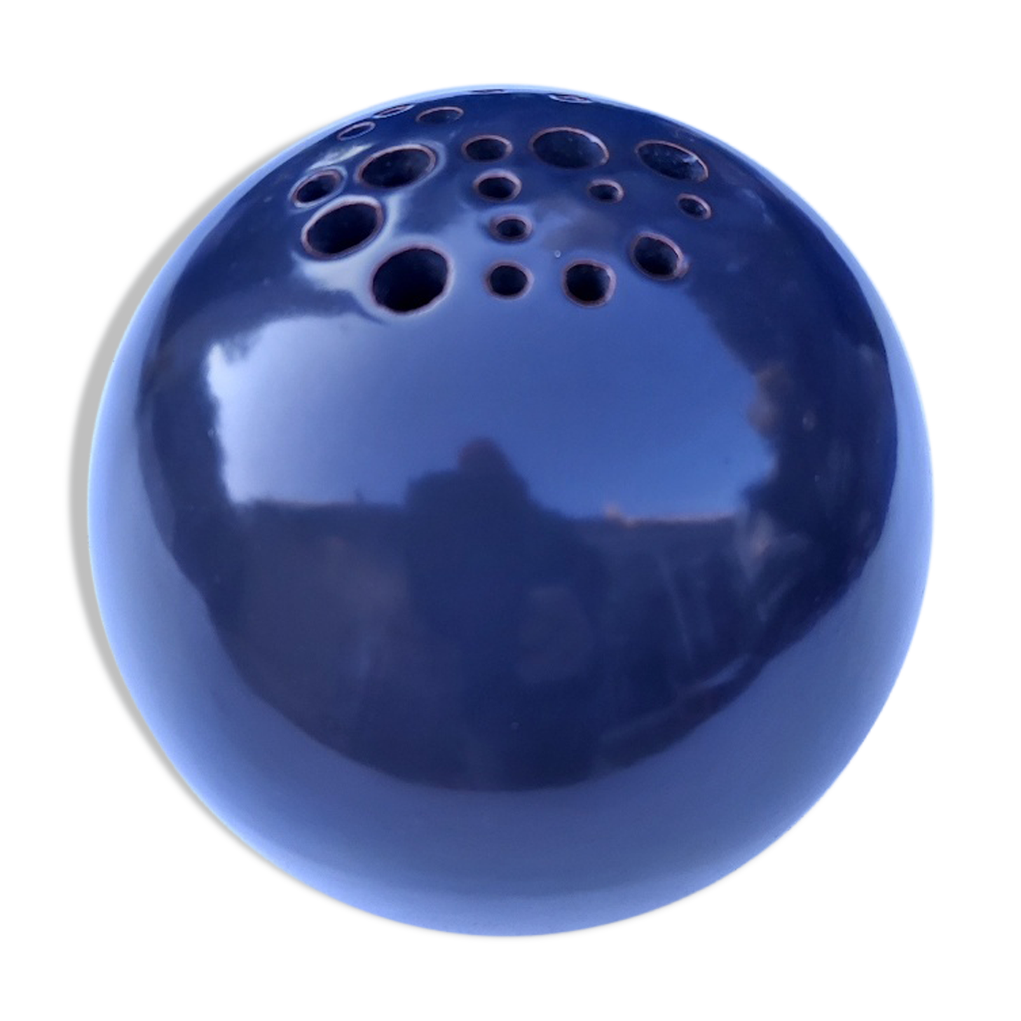 Signed ceramic flower-picker ball