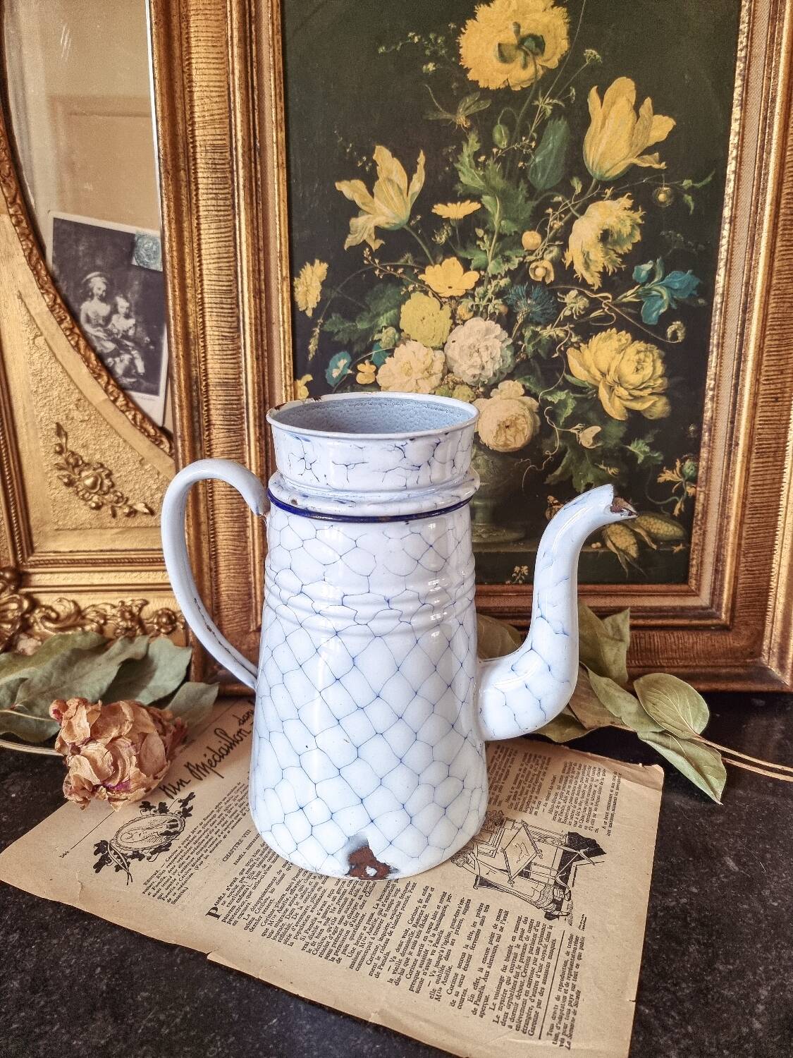 Large enameled coffee pot