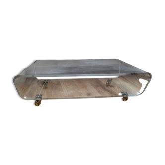 Table basse à roulettes en plexi