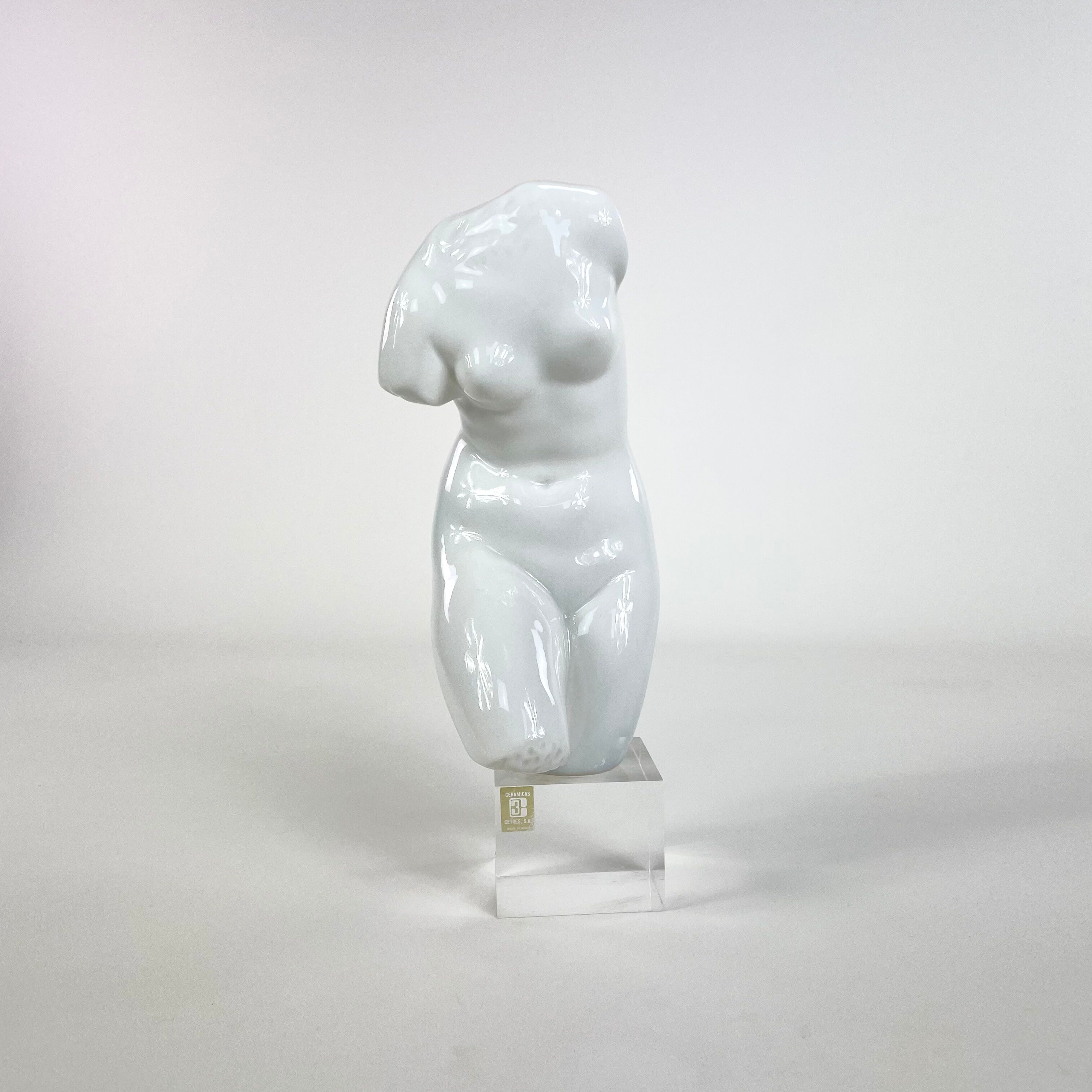 Bust of Venus in ceramic on plexiglass base, circa 1970