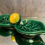 Double compartment dish in Vallauris earthenware decorated with lemon