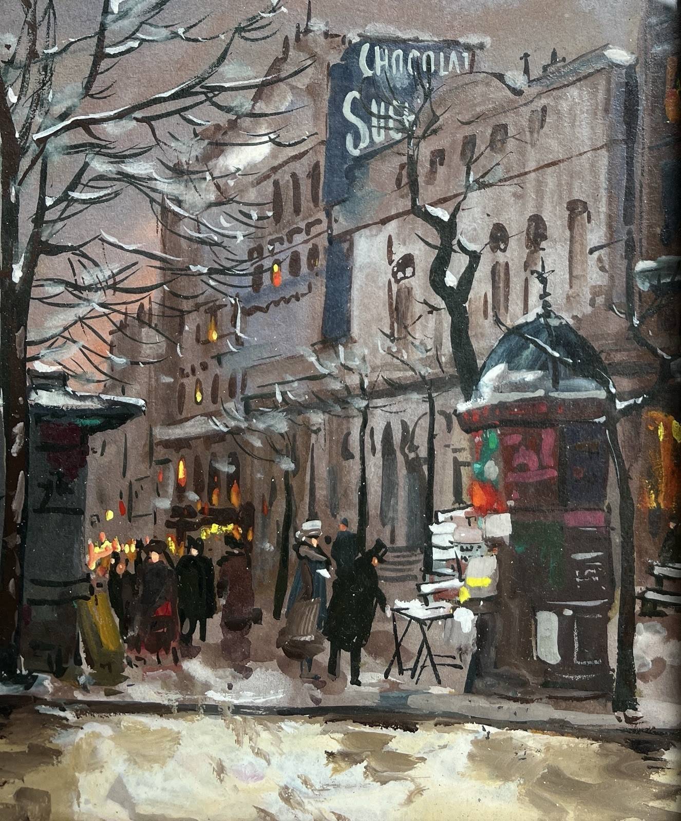 Gouache painting “Boulevard Haussmannien” Paris by Fred Bertrand (1915) + C