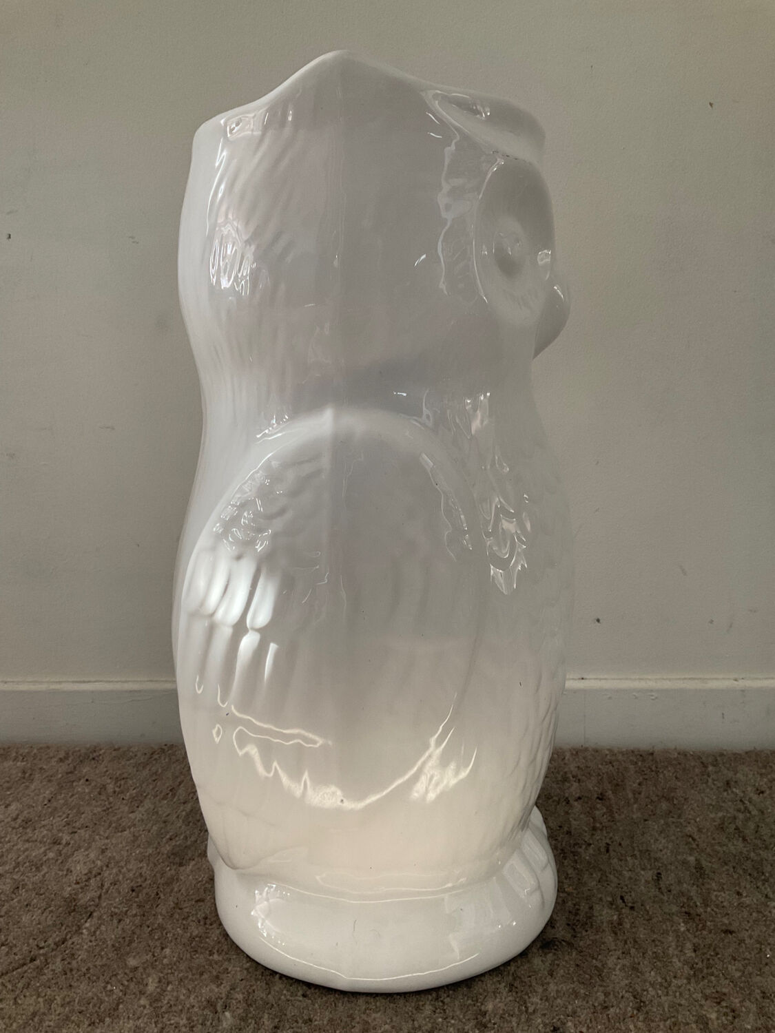 Vintage ceramic owl umbrella stand from the 70s