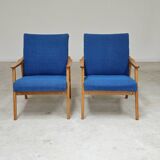 Pair of blue armchairs by Jiri Jiroutek for Interier Praha, 1960