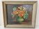 Tableau Huile sur Panneau bouquet de fleurs capucines dans vase Signé L. Fè