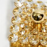 Small 70s Palwa brass ceiling or wall lamp with faceted crystal stones