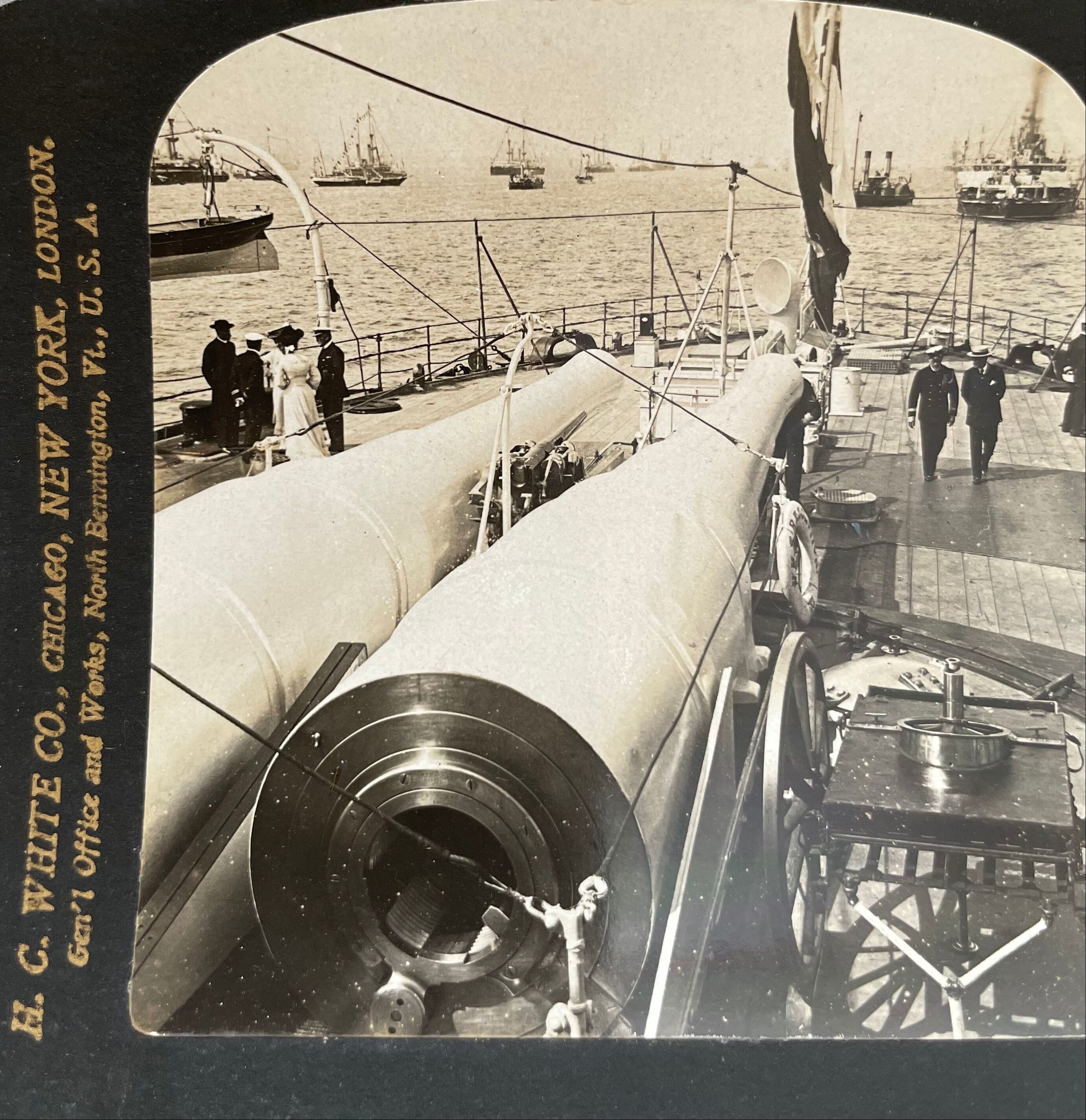 Old photography stereo, stereograph, luxury albumine 1903 English warship