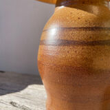 1970s brown ceramic lamp with foliage shade