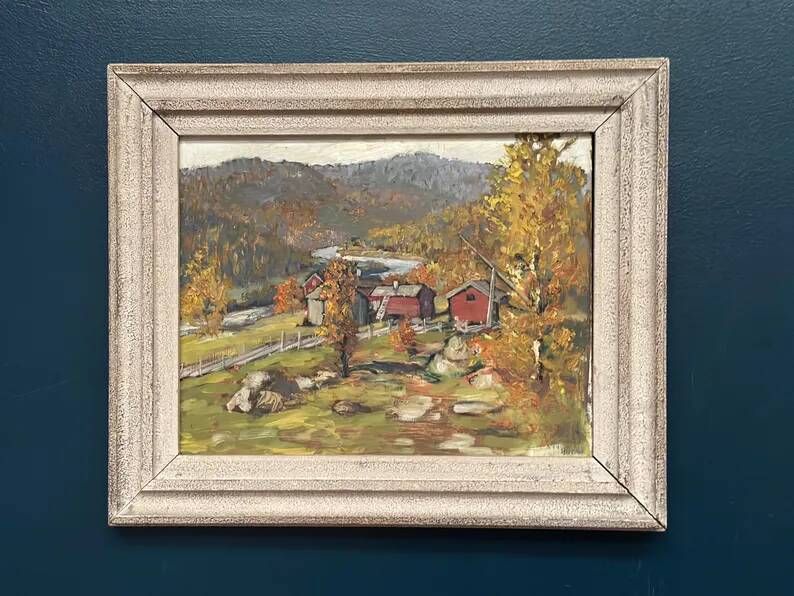 Original Swedish Oil on Panel - "Landscape" by Hundt - Signed - Vintage and Framed - 54 × 45 cm (21.3" × 17.7")