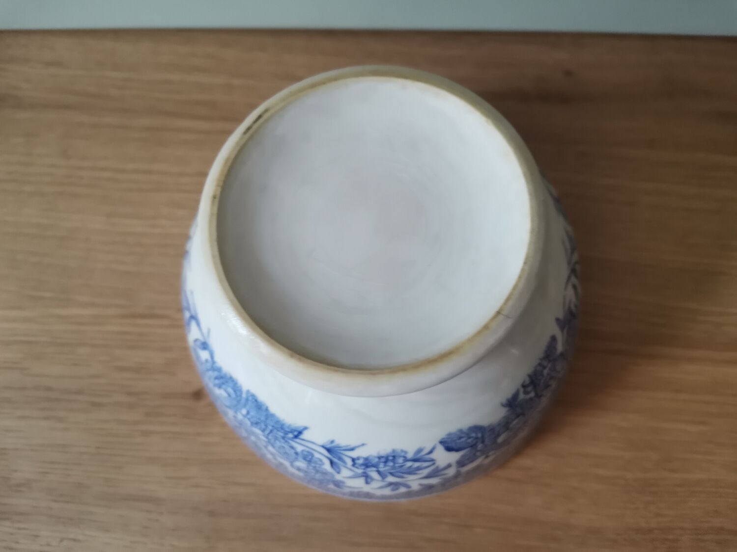 Vintage bowl with blue flower pattern
