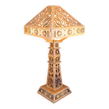 Important Carved Wood Lamp, USA, A&C, Prairie School, c. 1900-1920