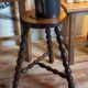 Tripod stool solid wood turned vintage