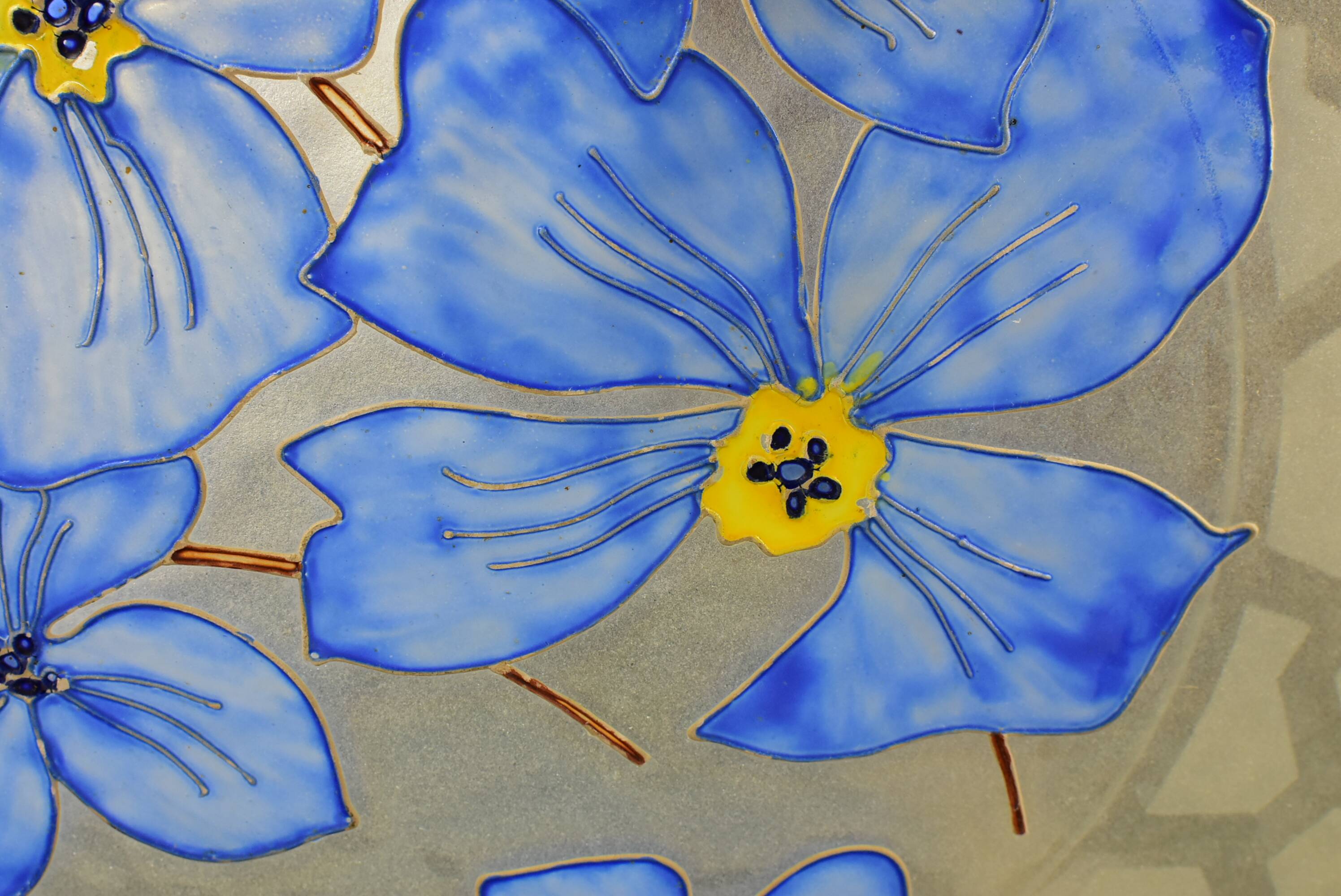 Glass ceiling light signed Aurys