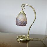 Lampe Art Nouveau en bronze et verre marmoréen, lampe à la libellule