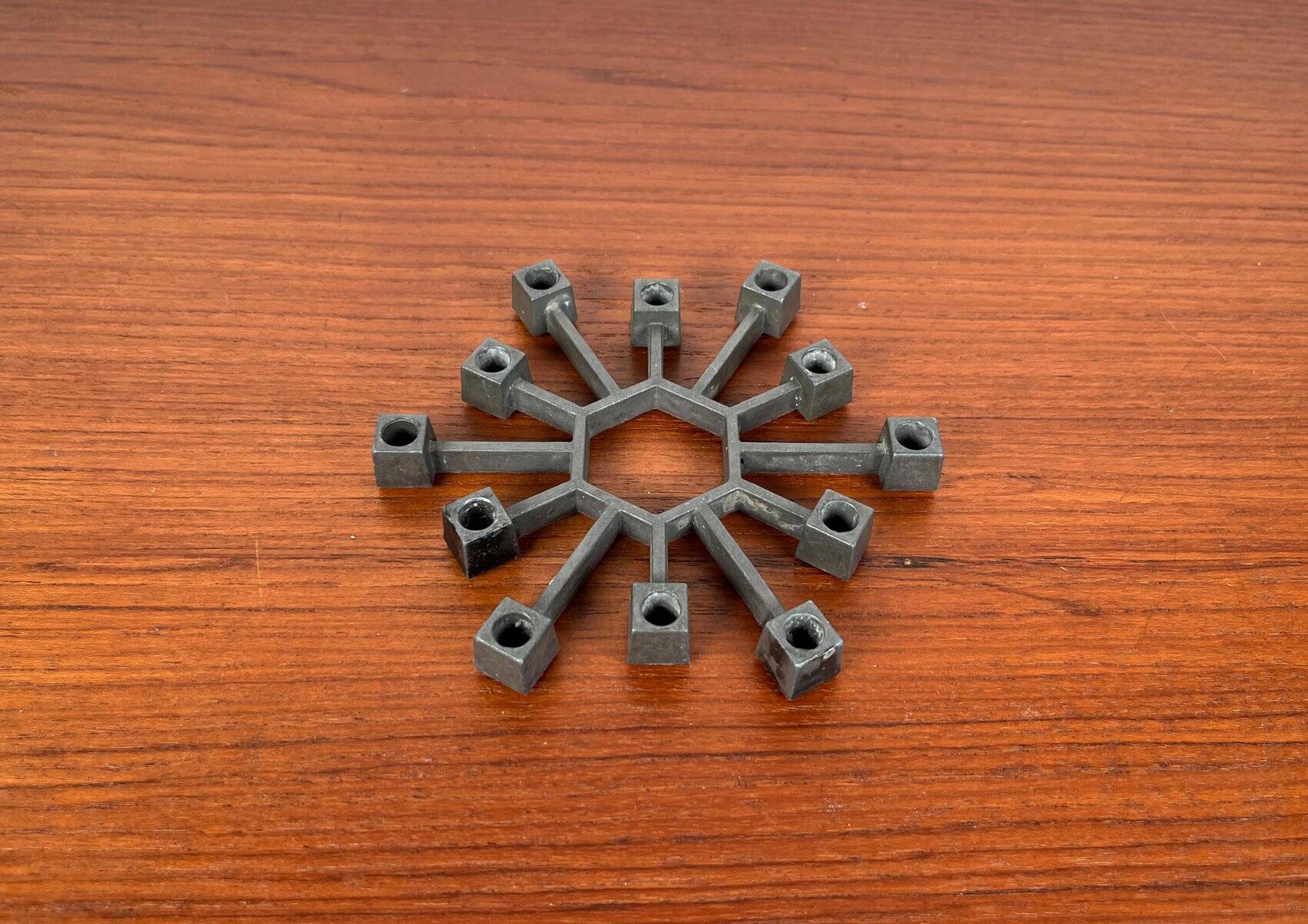 Brutalist Danish candlestick in cast iron from the mid-century by Jens H. Quistgaard for Paro, 1960s.