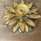 Applique murale fleur metal doré vintage