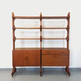 Bookcase modular double shelf vintage teak from the 60s