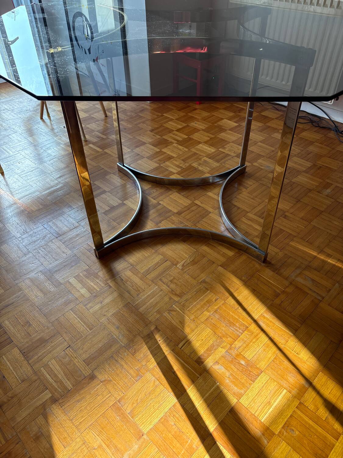 70s style glass table by Roche Bobois