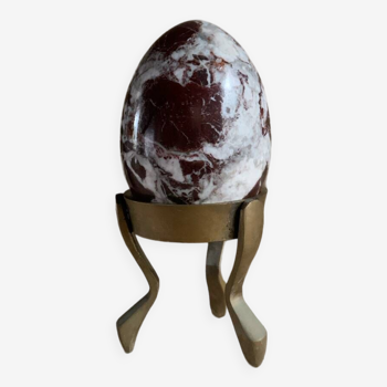 Marble egg and brass stand