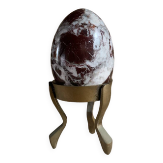 Marble egg and brass stand