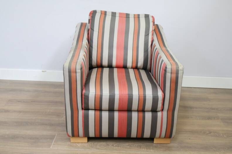 Vintage Van Maanen Cubic Club Armchair – Colorful Striped Fabric – Premium