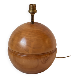 Pied de lampe boule en bois blond, Années 60/70