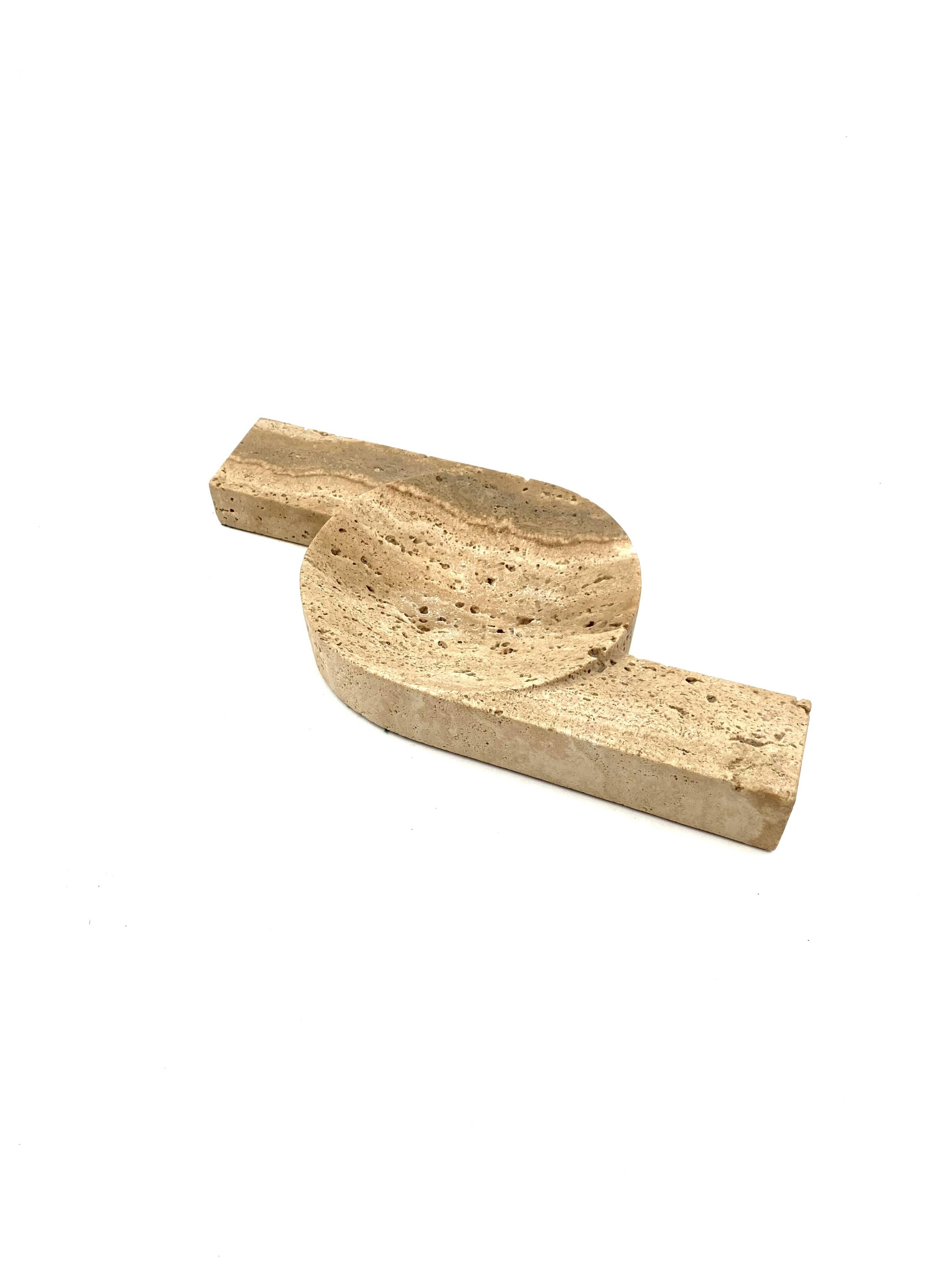 Brutalist travertine ashtray, Cerri Nestore, Italy, 1970s