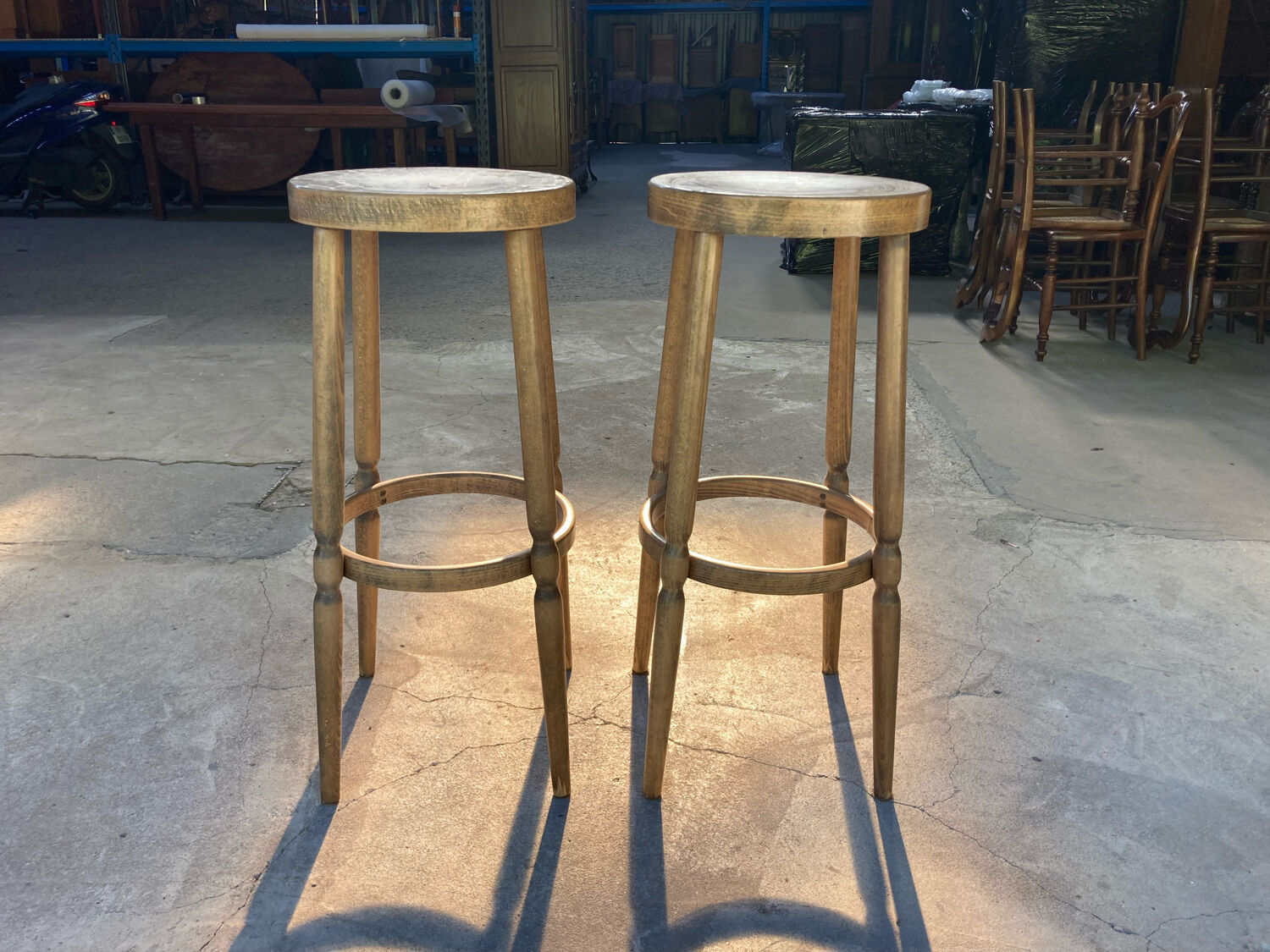 Pair of wooden bar stools