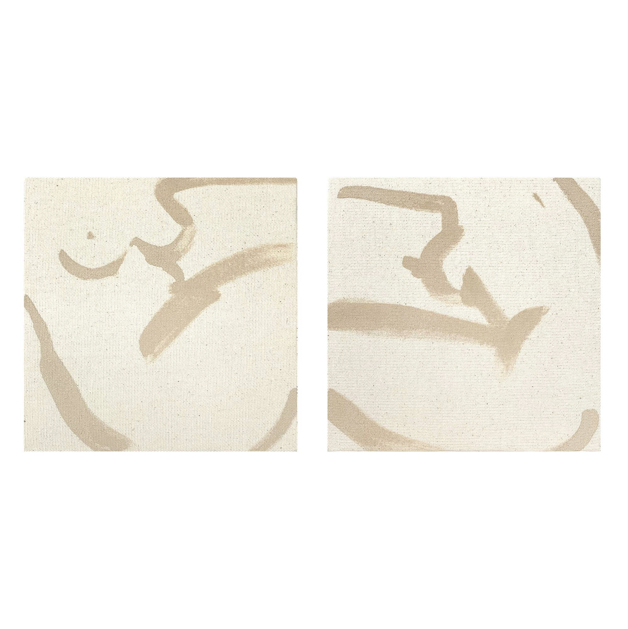 Set of abstract painting on canvas, 20x20cm