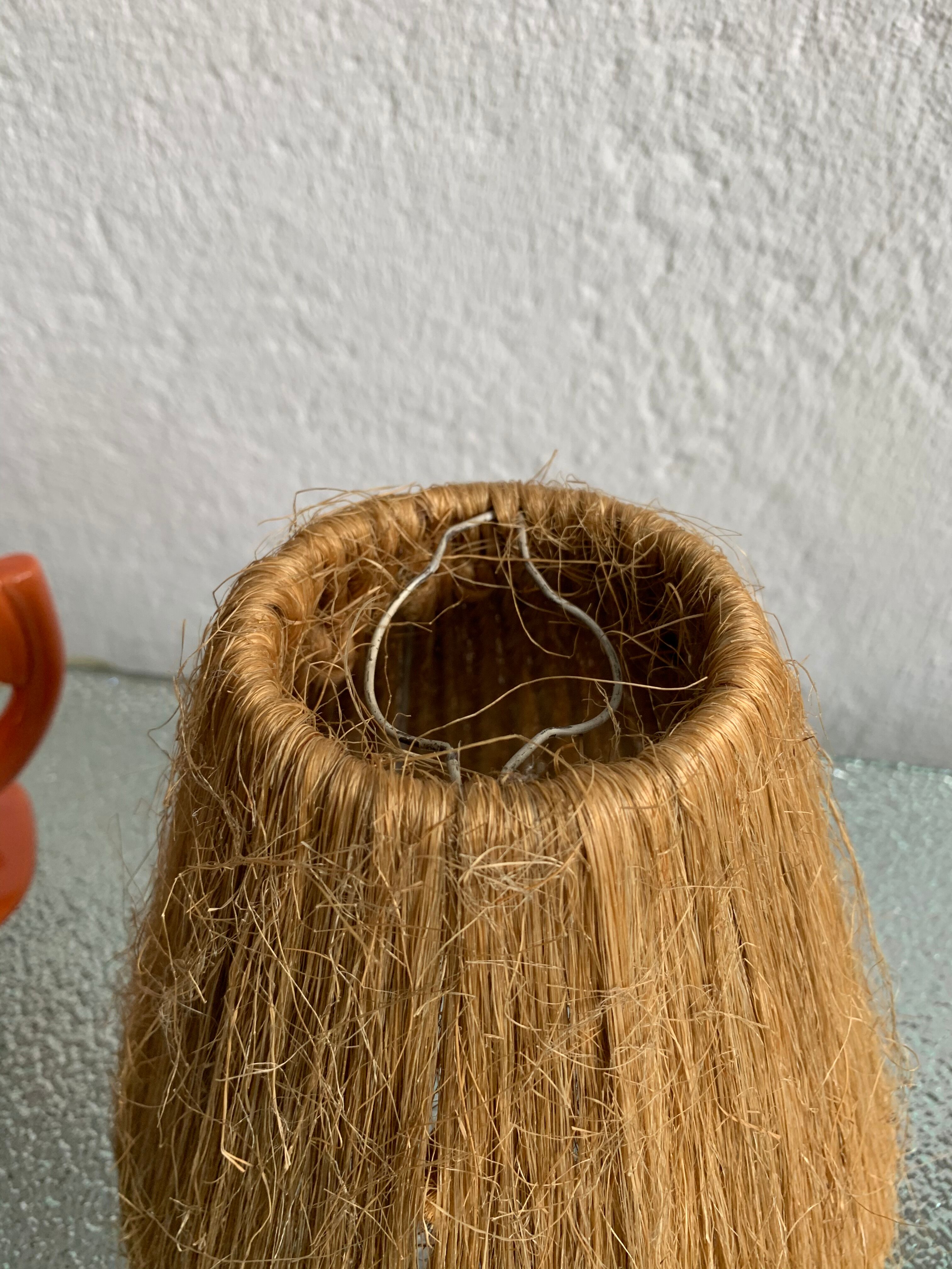 Vintage ceramic and raffia lamp