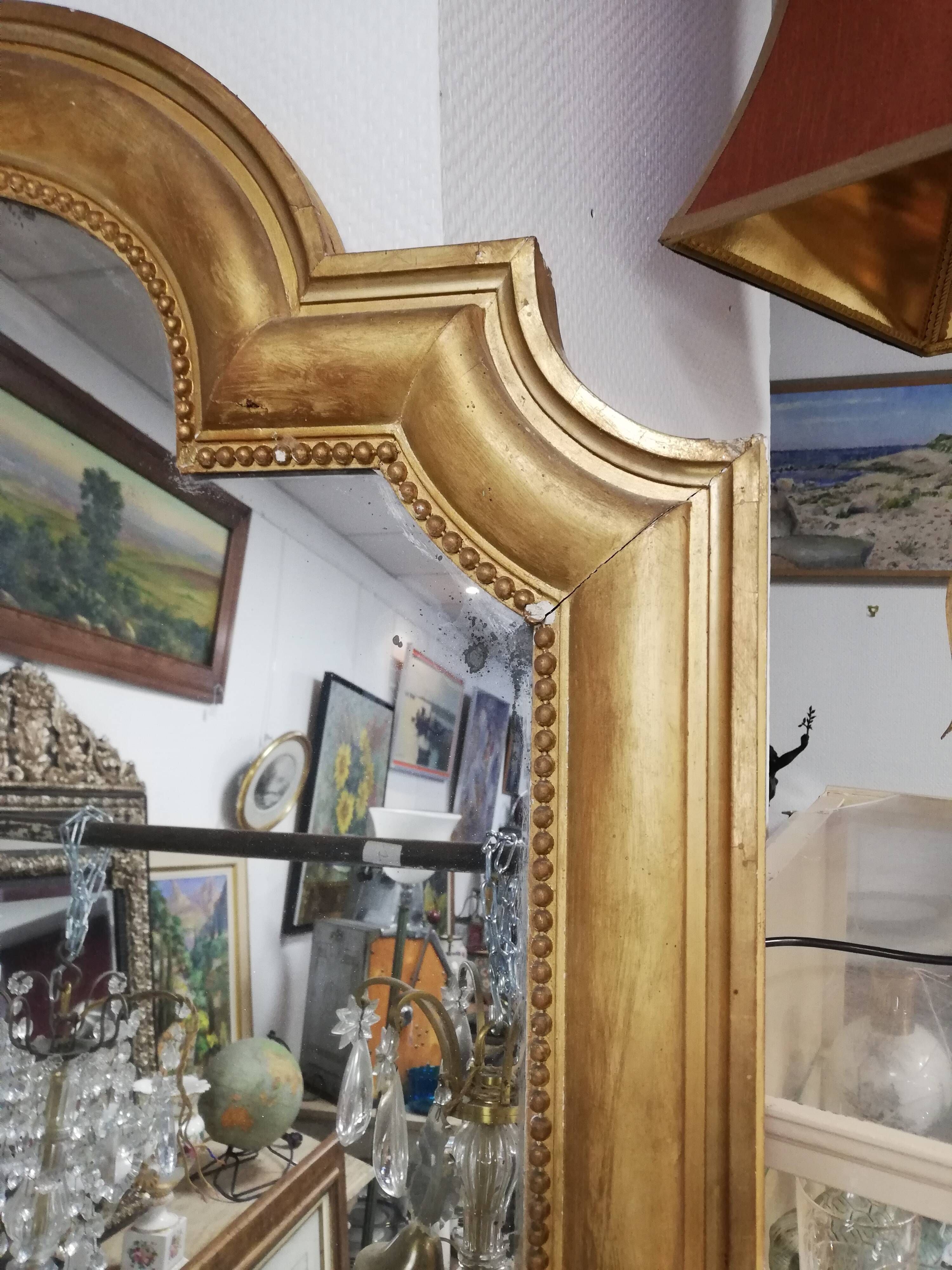 Old mirror Louis xvi style gilded wood stucco xixeme
