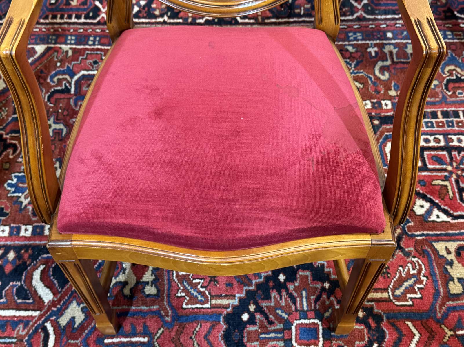 Set of 12 English Regency style beech armchairs from the 1970s.