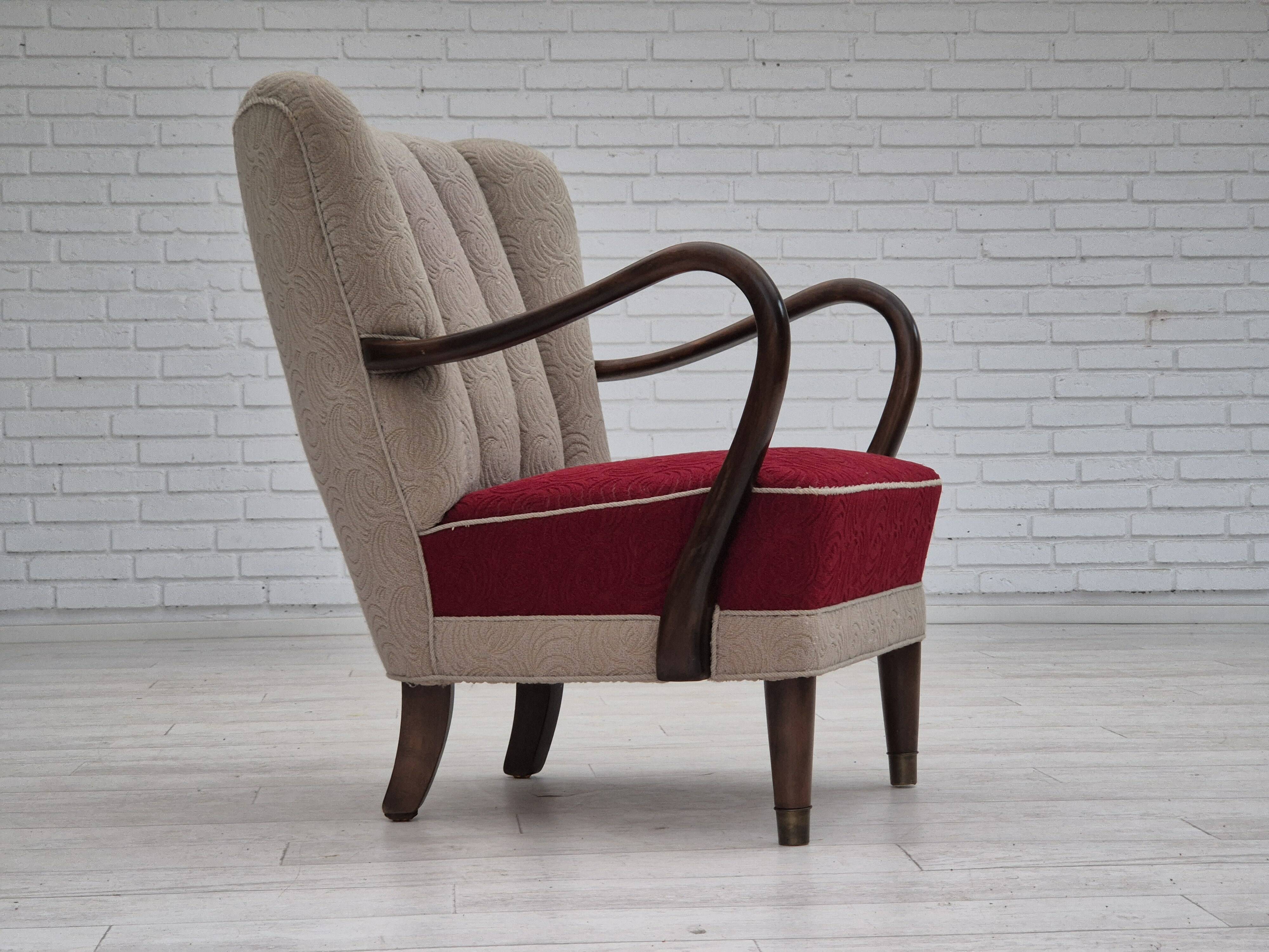 Années 1960, design danois par Alfred Christensen, fauteuil en état d'origine.