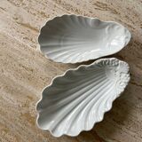 Duo of white earthenware shell bowls