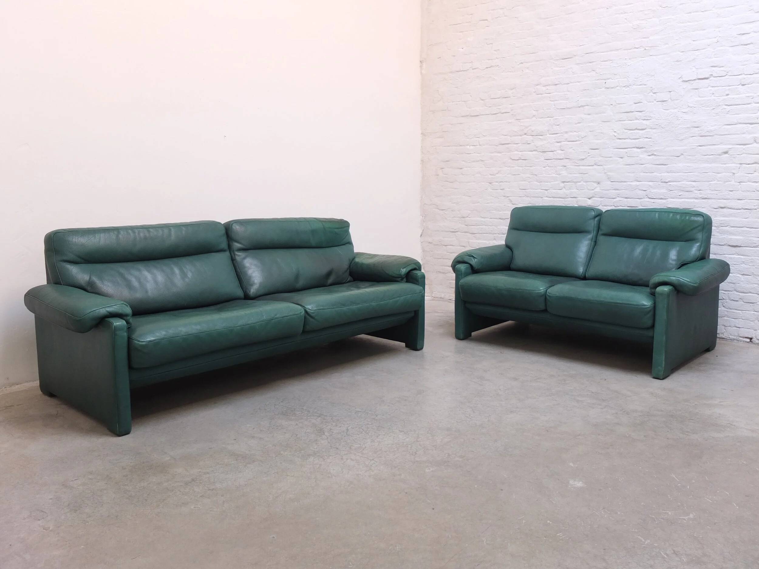 Green leather 3-seater 'DS-70' sofa by De Sede, 1980s