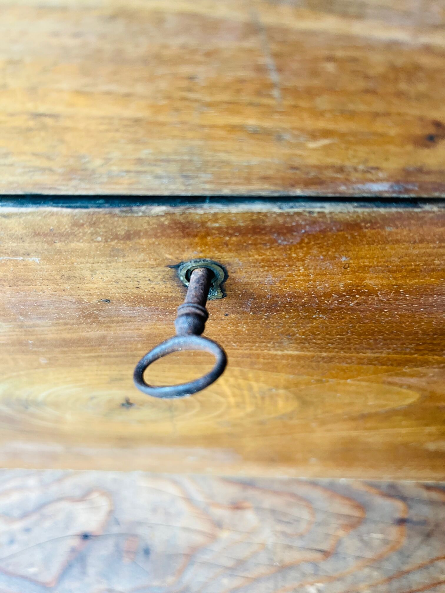 Antique wooden box with compartment