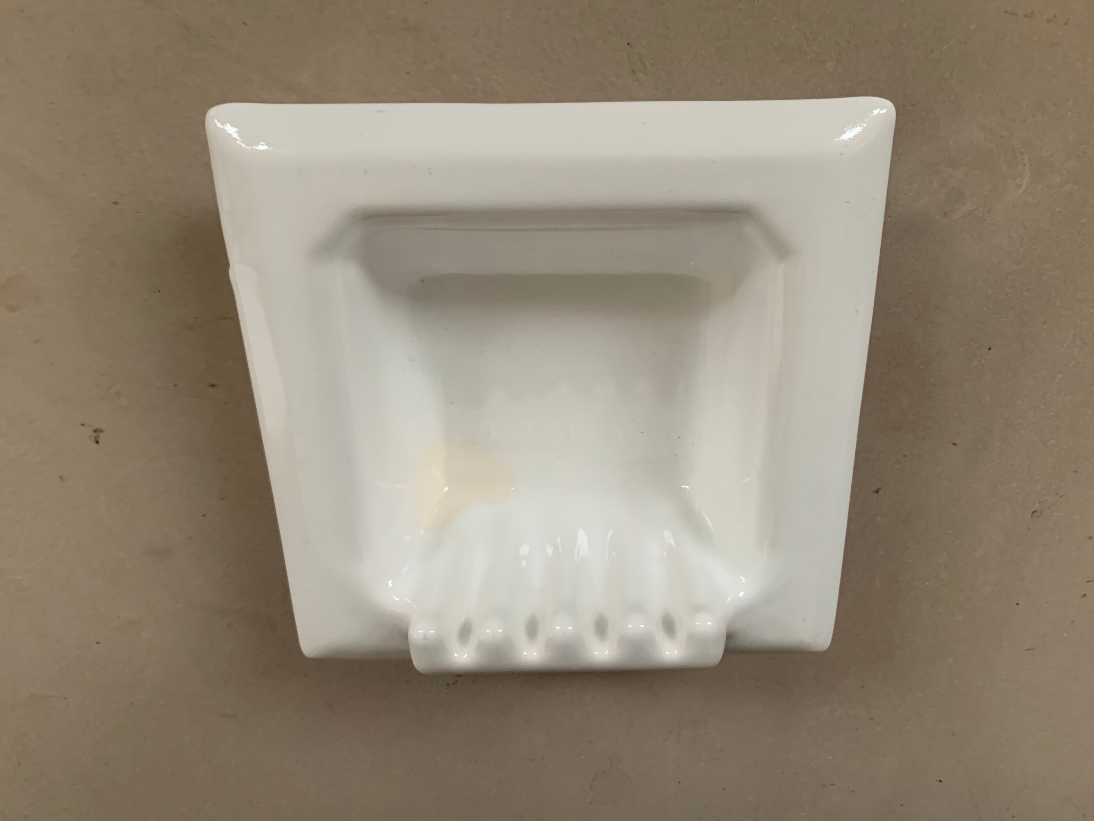 Old wall mounted soap dish to recess