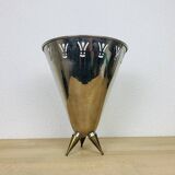 80s design chrome and brass ice bucket