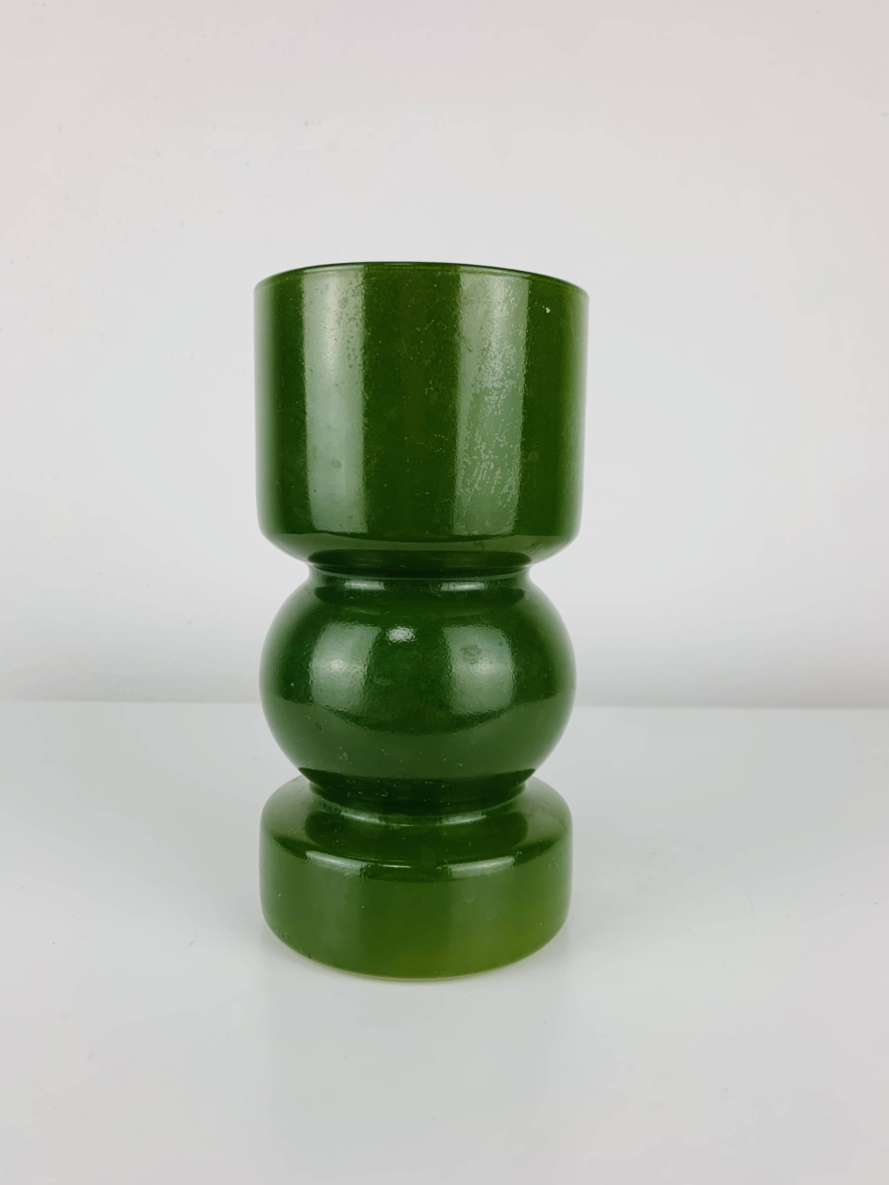 Green glass vase in Scandinavian style