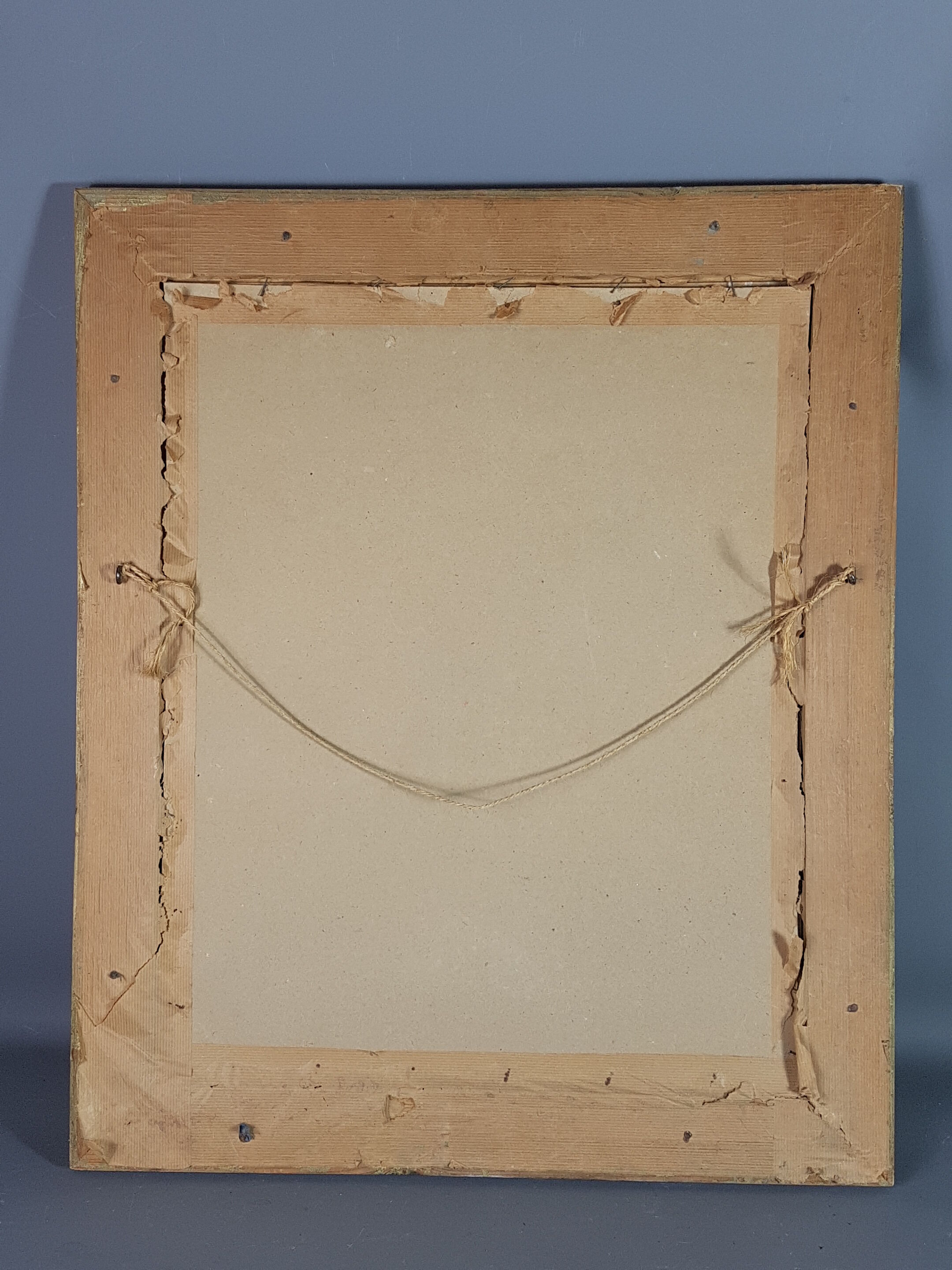 Old wood frame - gilded stucco - glass 61x51 cm leaf 50.5x40 cm SB 113