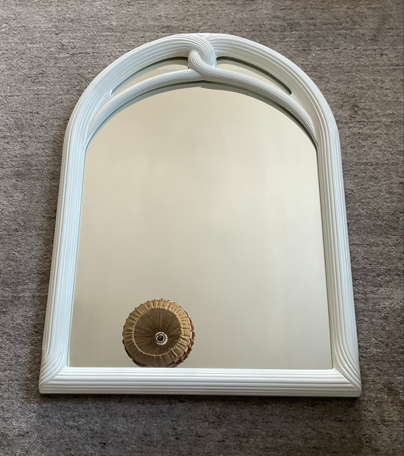 Vintage Art Deco style mirror in stained white wood.